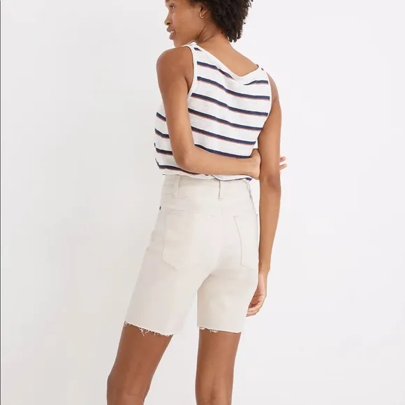 High-Rise Mid-Length Denim Shorts in Vintage Canvas Wash
