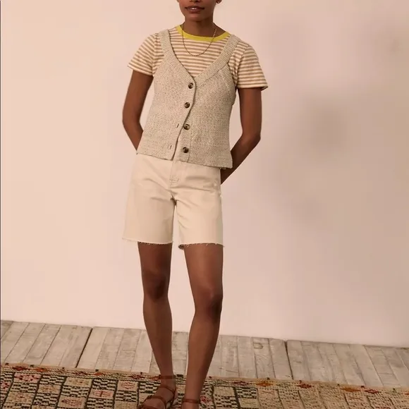 High-Rise Mid-Length Denim Shorts in Vintage Canvas Wash
