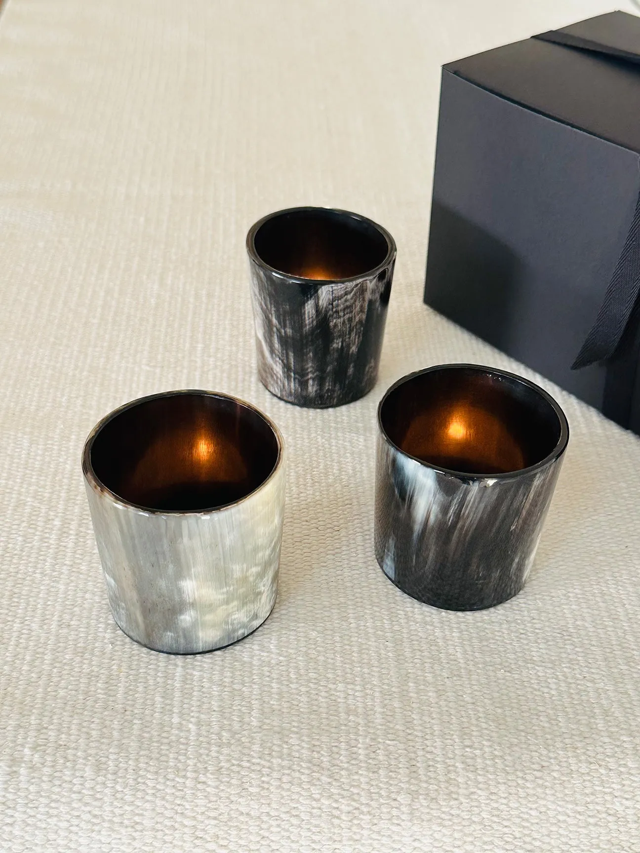 Horn Tea Light Candle Holders - Set of 3