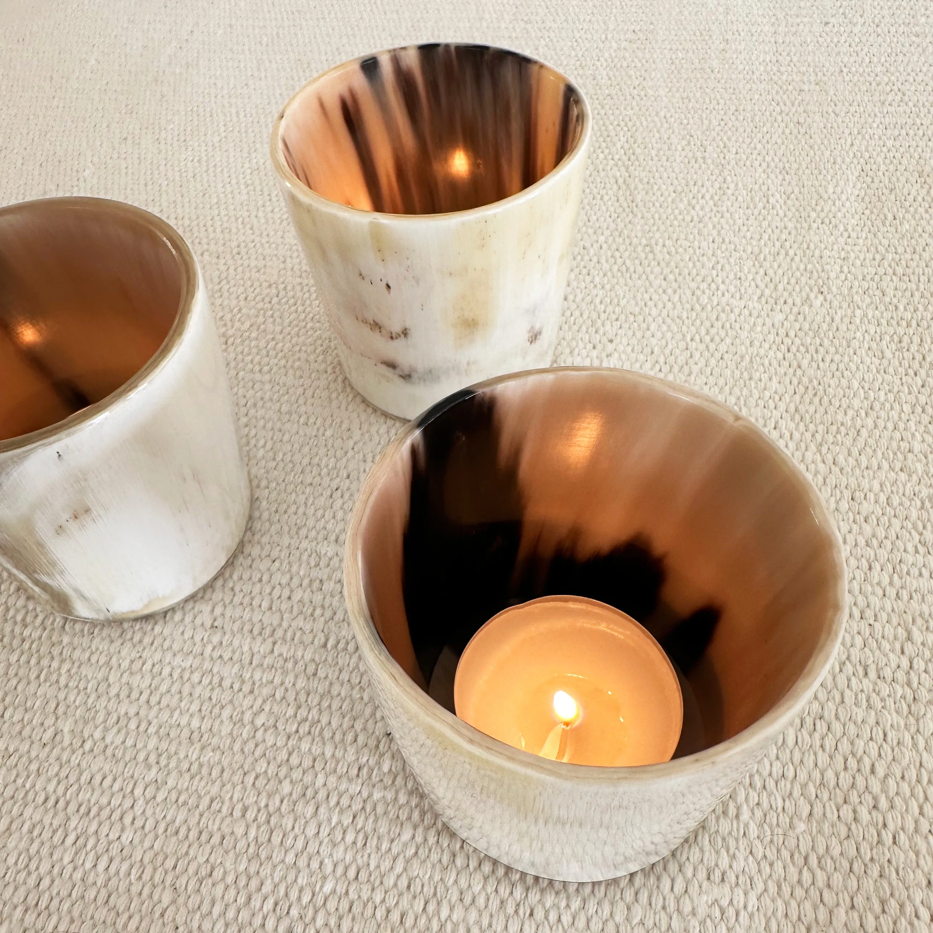 Horn Tea Light Candle Holders - Set of 3