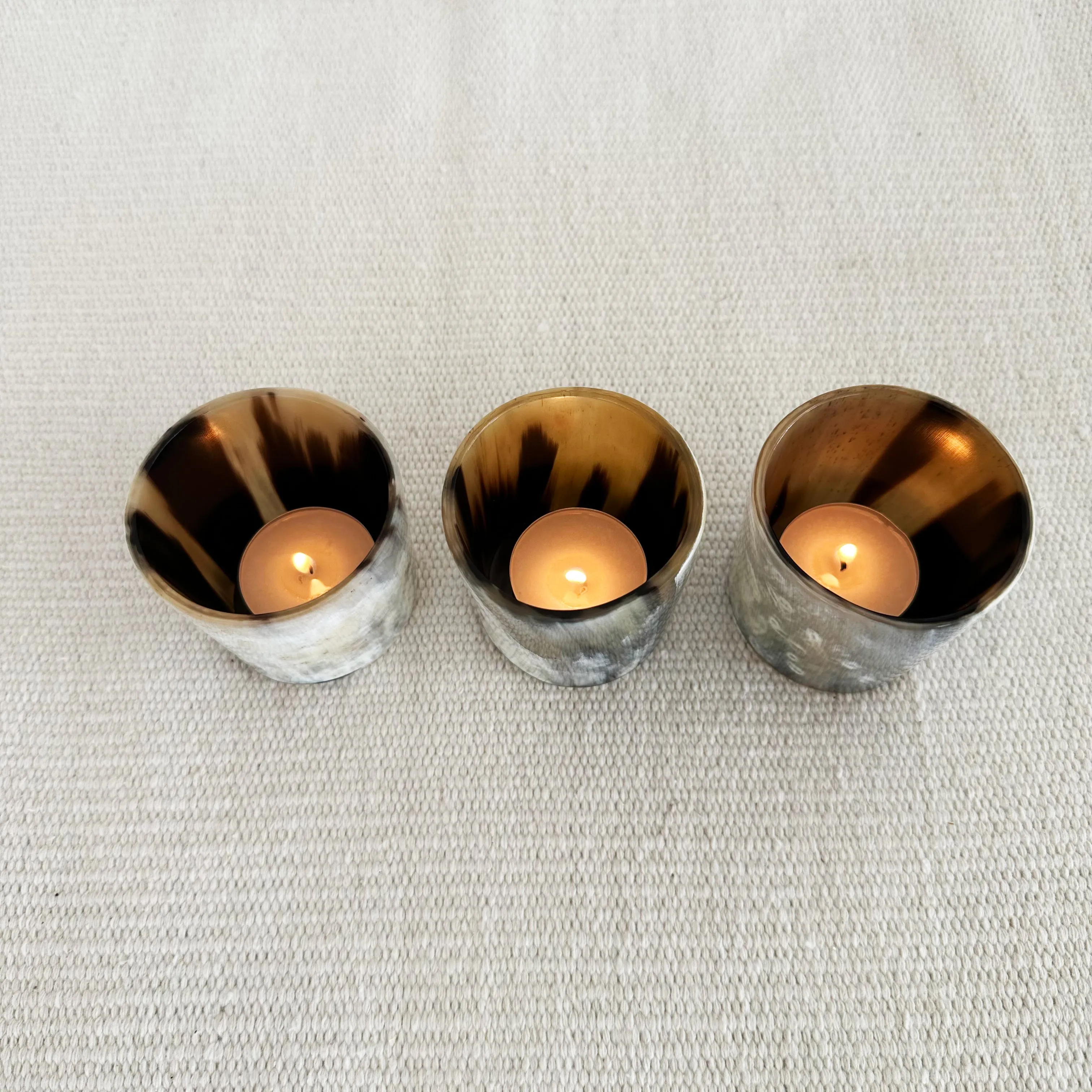 Horn Tea Light Candle Holders - Set of 3