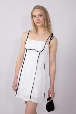 Illa Illa Eyelet Lace Binding Mini Dress for Women in Off White | IM7810-OFFWHITE