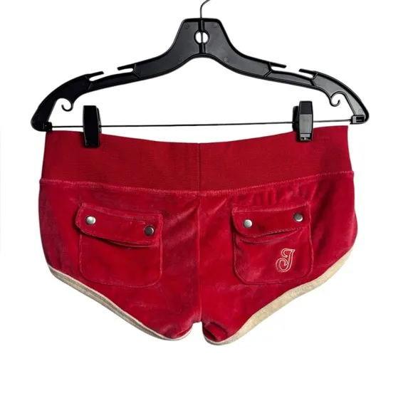 Jaded London Red Three Velour Mini Runner Shorts size 4/ small