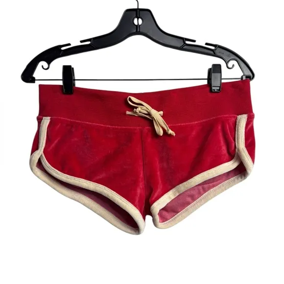 Jaded London Red Three Velour Mini Runner Shorts size 4/ small