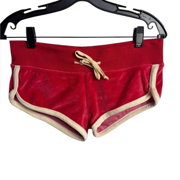 Jaded London Red Three Velour Mini Runner Shorts size 4/ small
