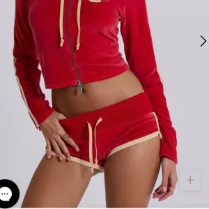 Jaded London Red Three Velour Mini Runner Shorts size 4/ small