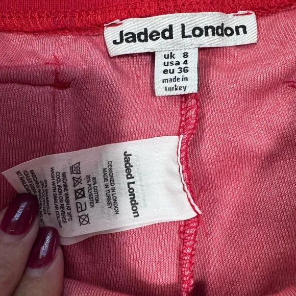 Jaded London Red Three Velour Mini Runner Shorts size 4/ small