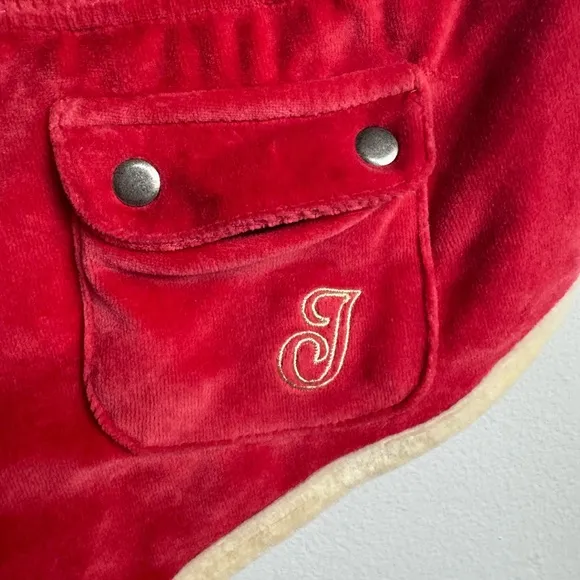 Jaded London Red Three Velour Mini Runner Shorts size 4/ small