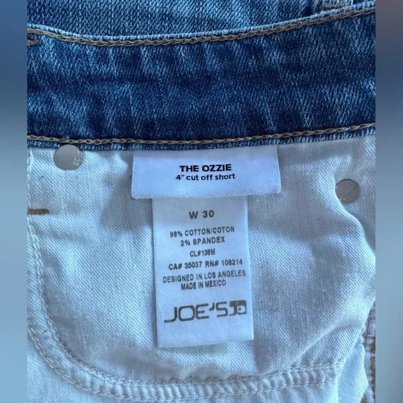 Joe’s Jeans The Ozzie 4” Cut-Off Denim Shorts SZ 30 Bexley Distressed Wash