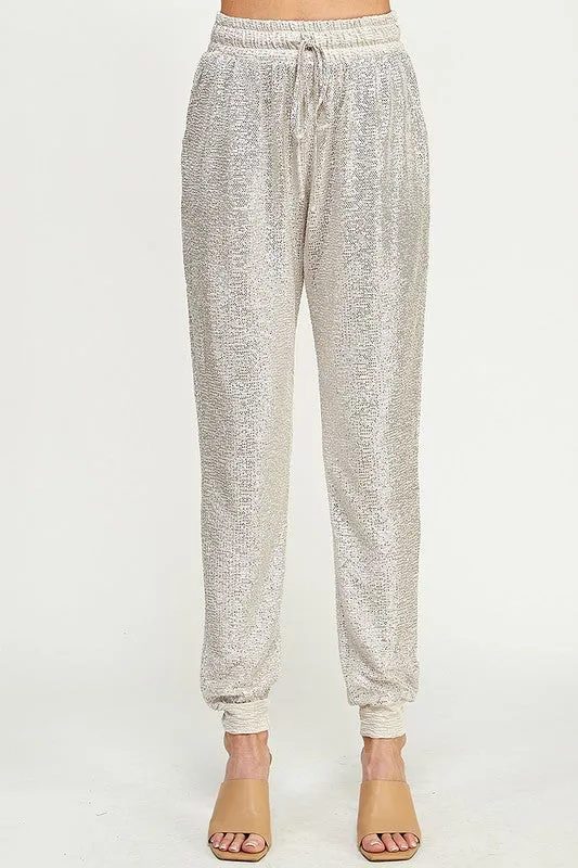 Jogger textured silver pant