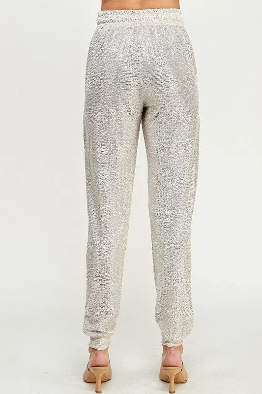 Jogger textured silver pant