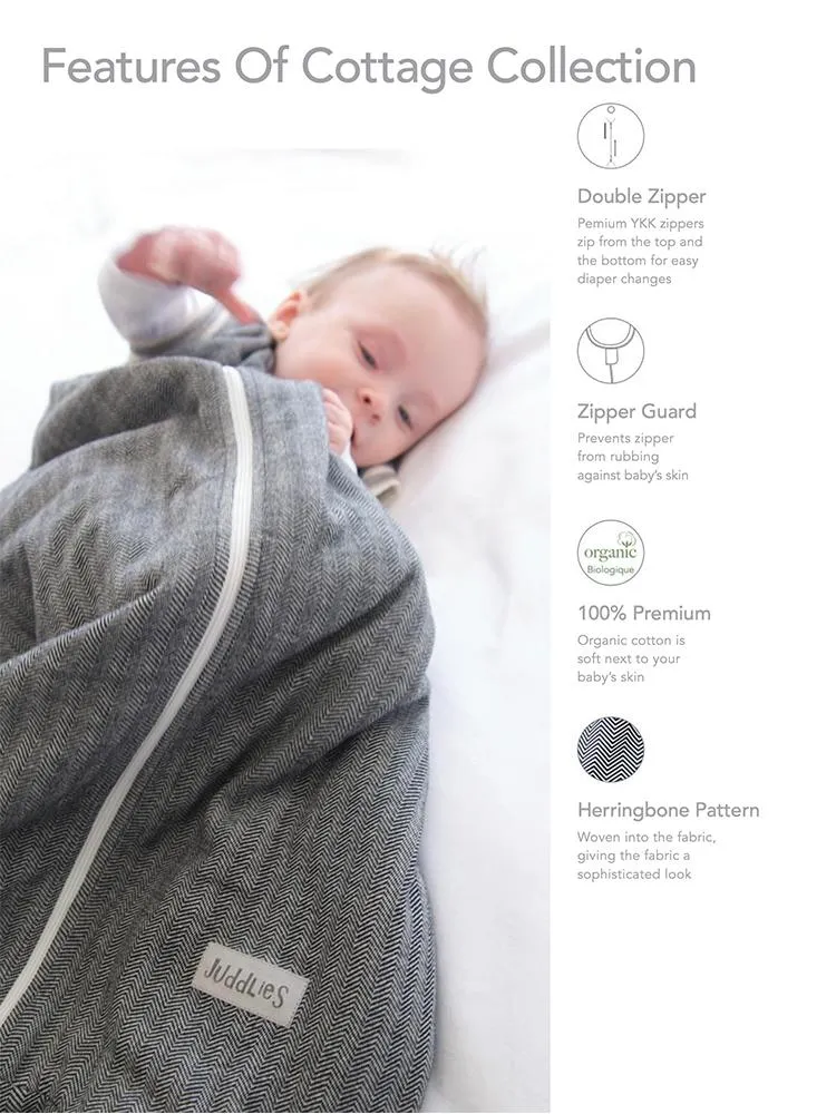 Juddlies - 2.5 Tog Dream Sack Baby Sleeping Bag - Bear Black - Organic Cottage Collection