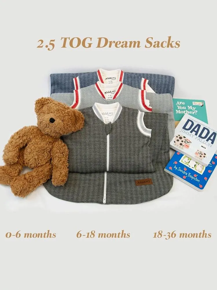 Juddlies - 2.5 Tog Dream Sack Baby Sleeping Bag - Bear Black - Organic Cottage Collection