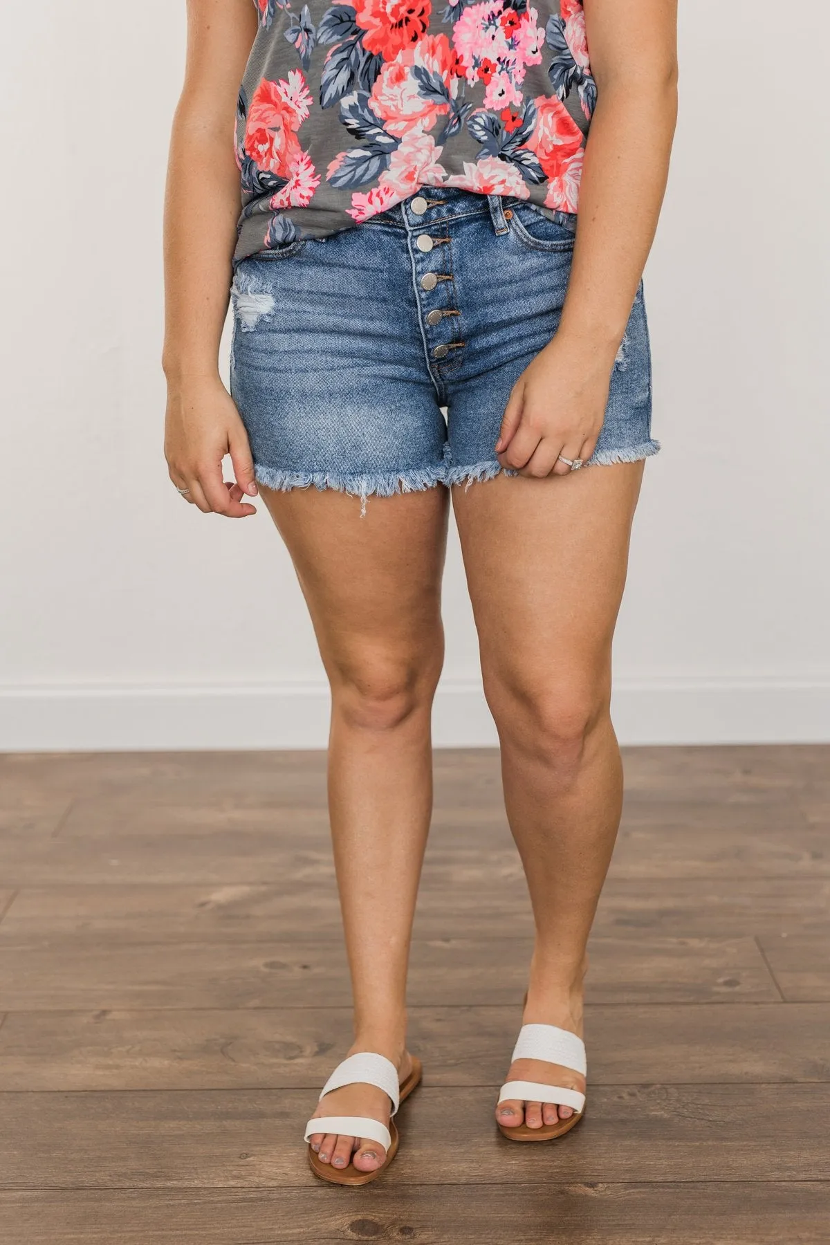 Just USA Button Fly Shorts- Evelynn Wash