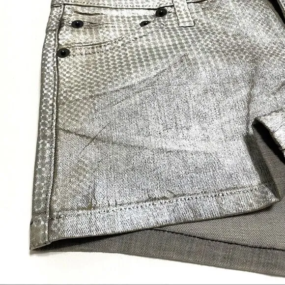 Kill City JUNKIE PYRAMID HOLOGRAPHIC FOIL SHORTS Dolls Kill Silver Size 24