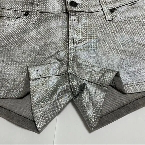 Kill City JUNKIE PYRAMID HOLOGRAPHIC FOIL SHORTS Dolls Kill Silver Size 24