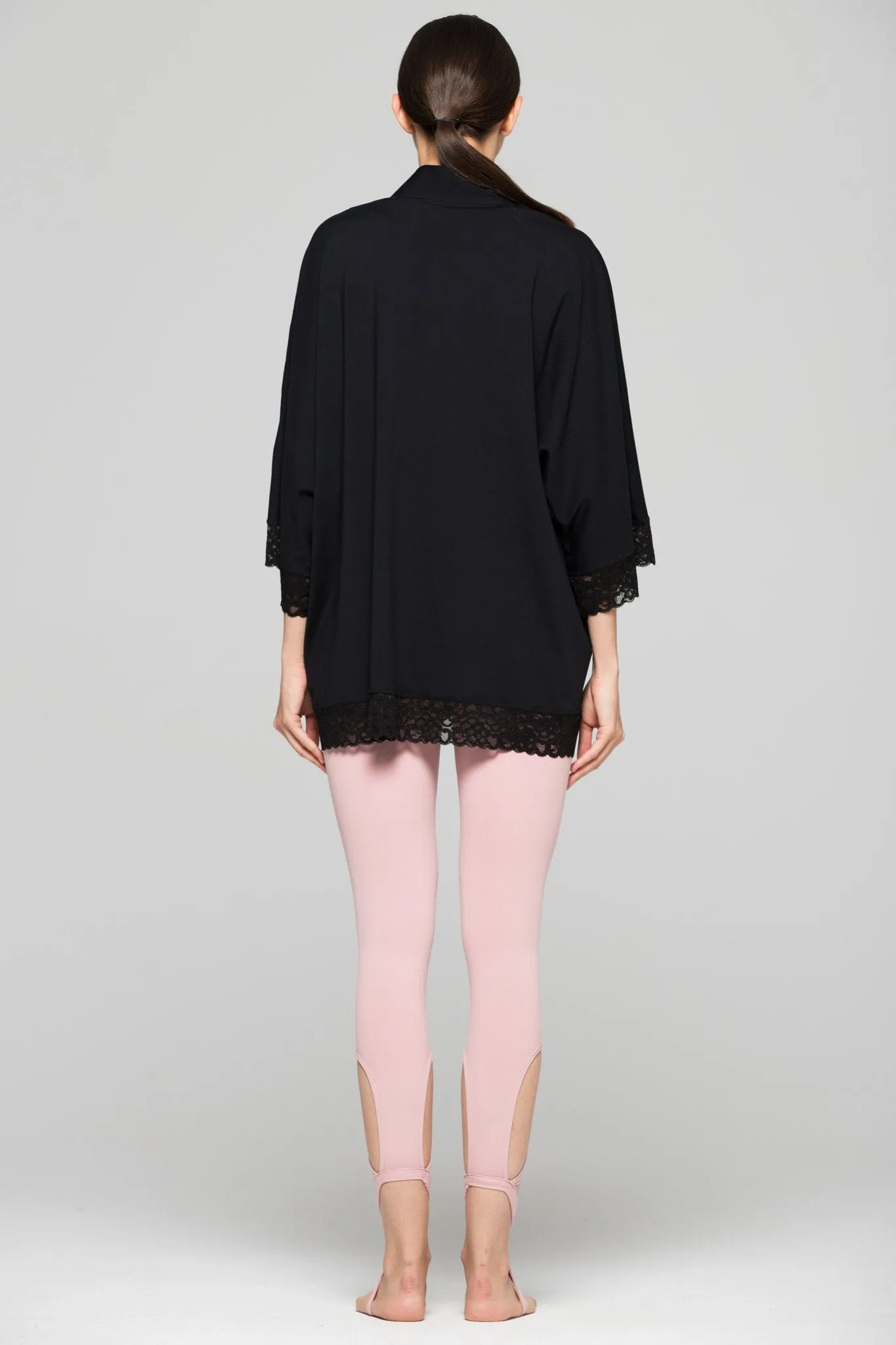 LACE KIMONO, BLACK/BLACK LACE