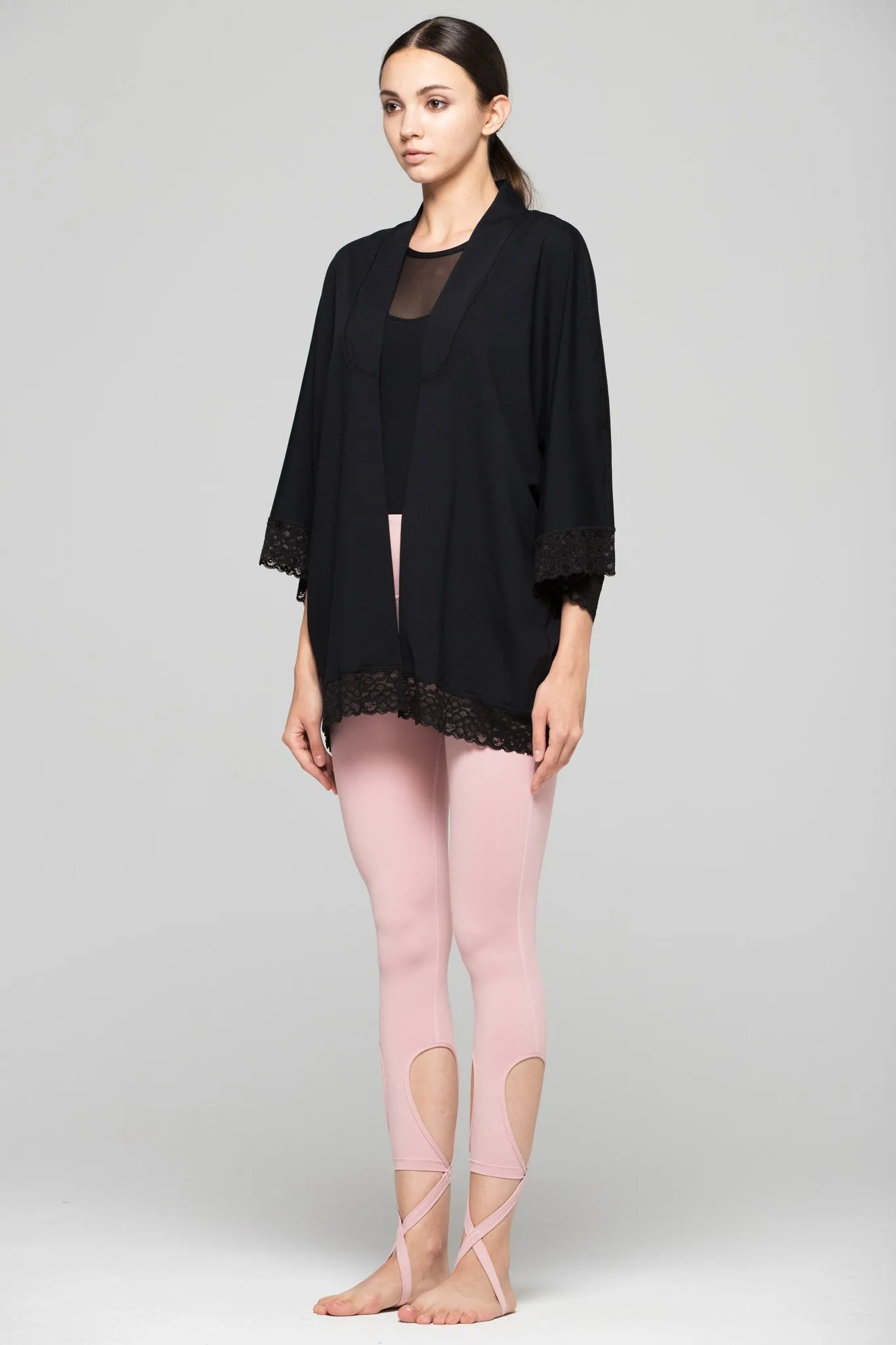 LACE KIMONO, BLACK/BLACK LACE