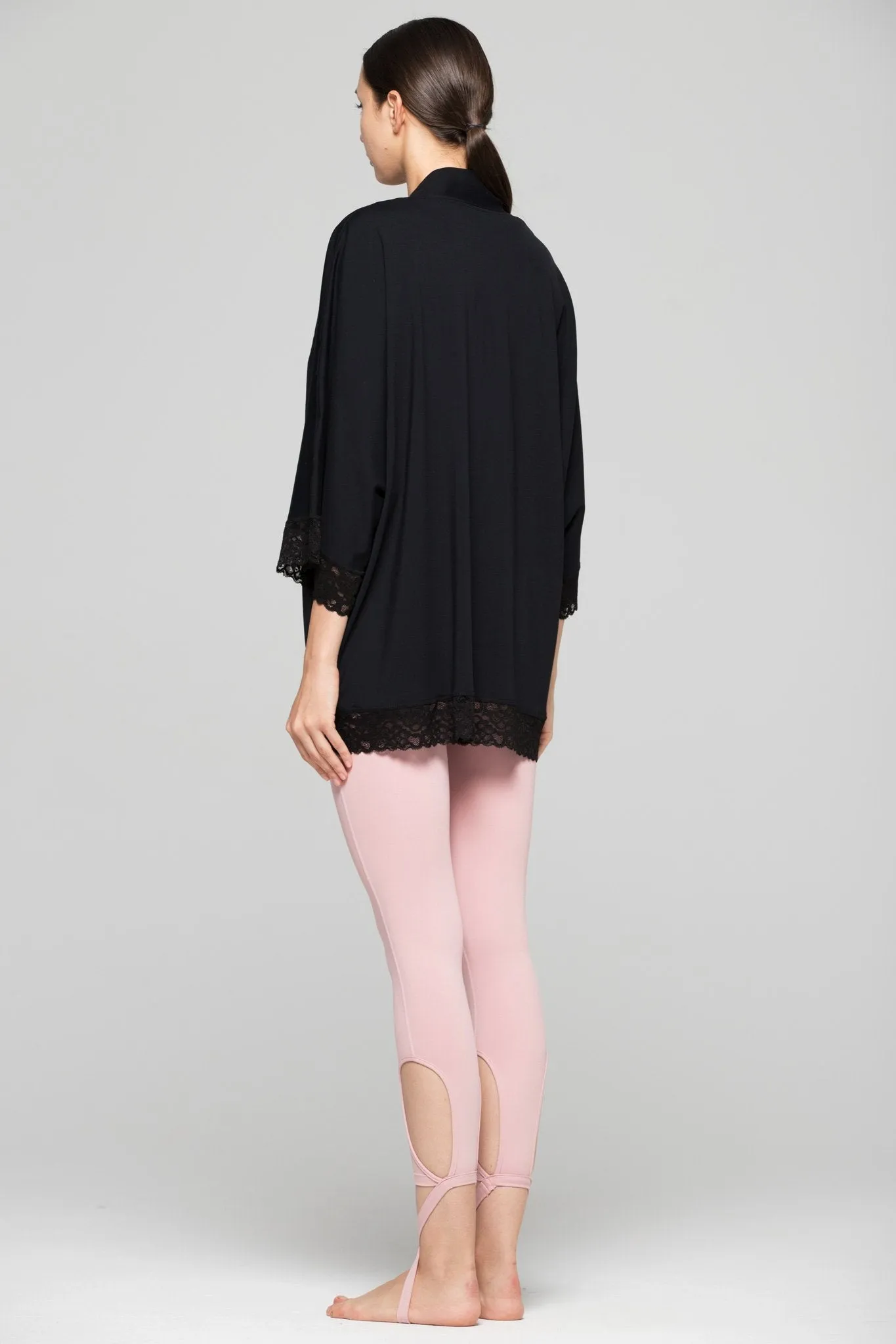 LACE KIMONO, BLACK/BLACK LACE