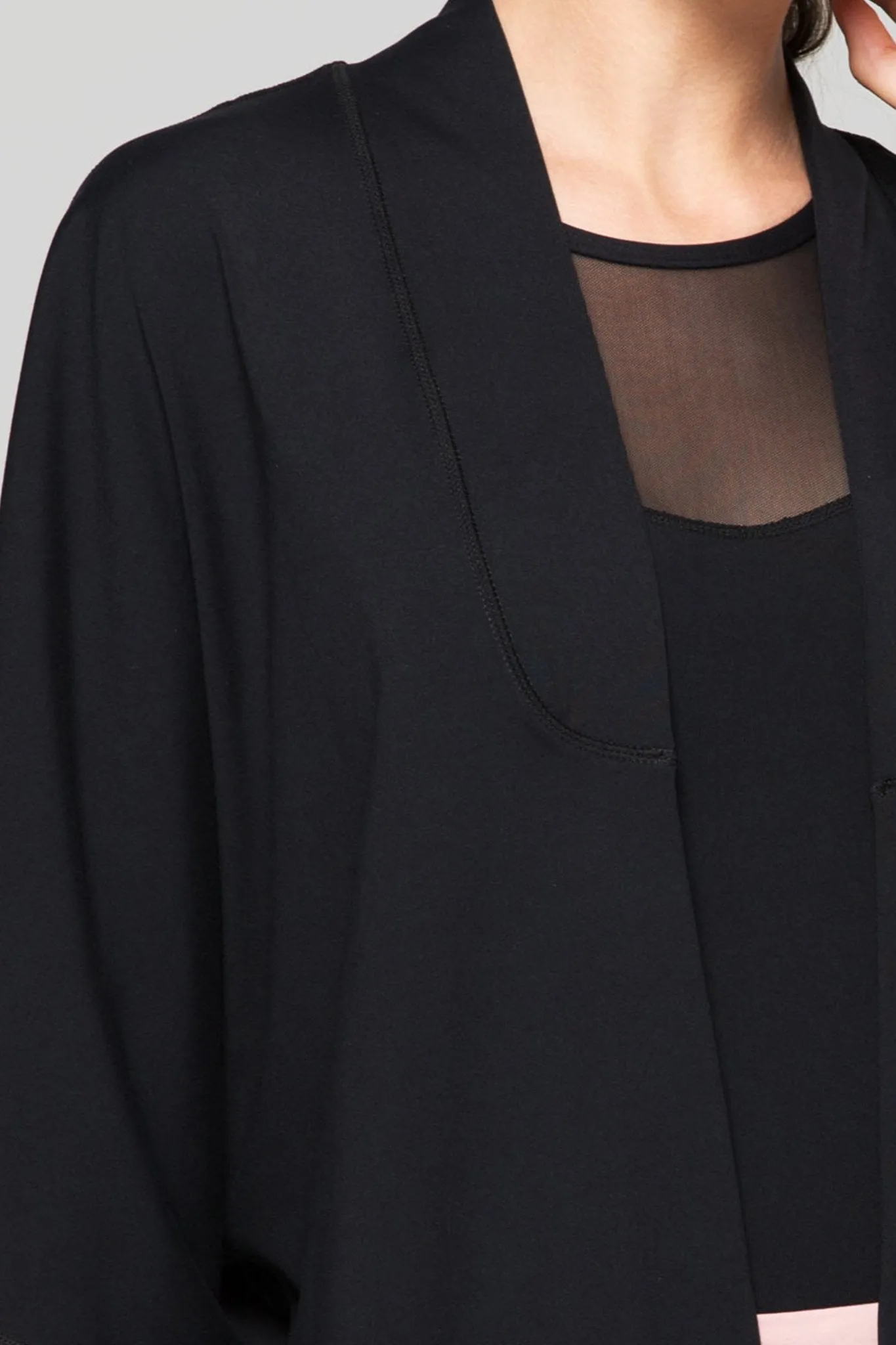LACE KIMONO, BLACK/BLACK LACE