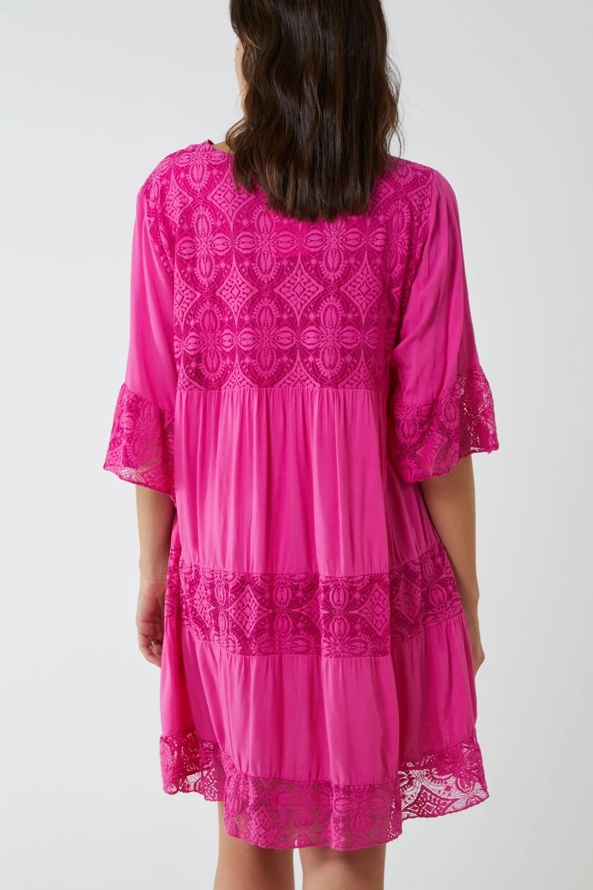 Lace Tiered Smock Dress