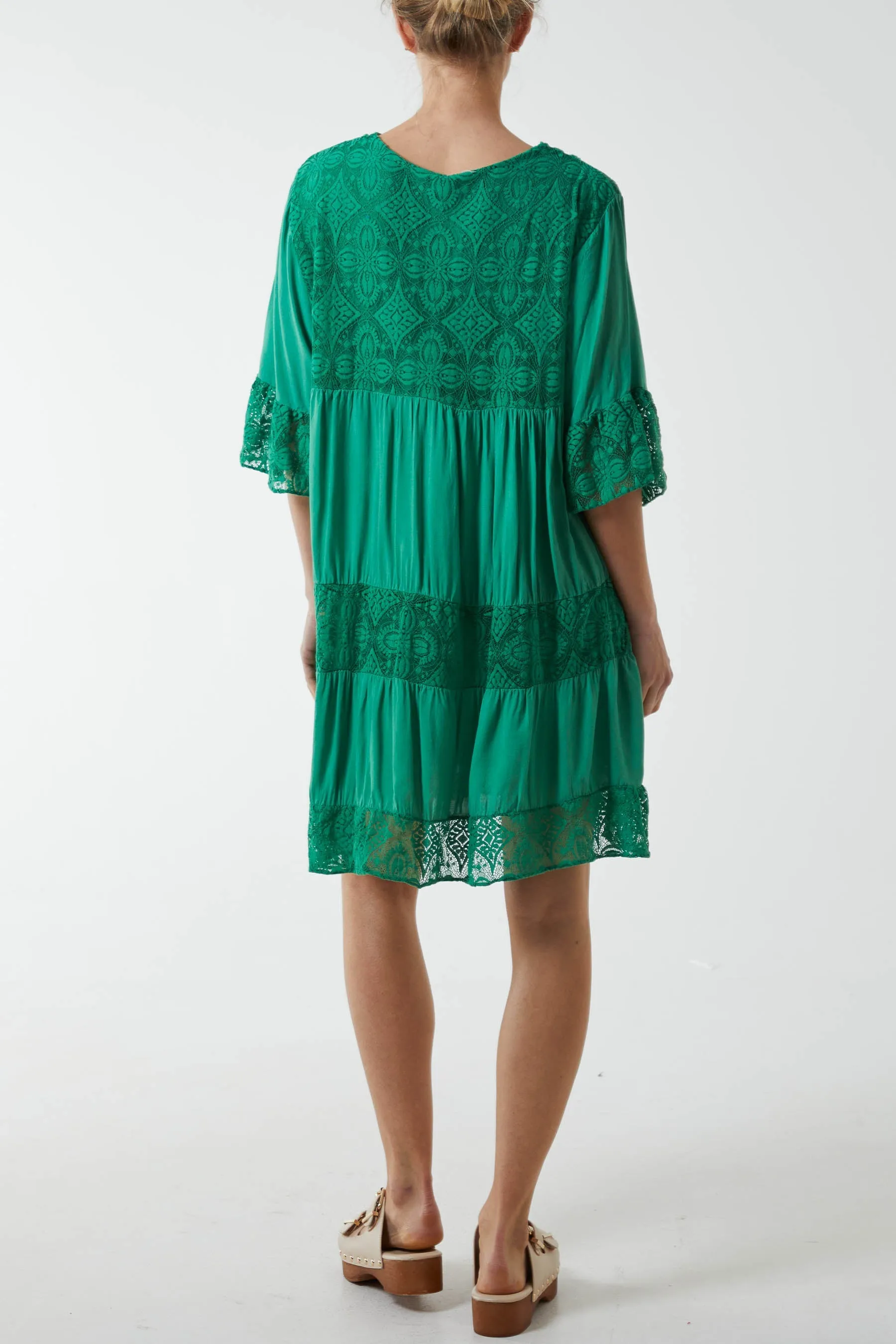 Lace Tiered Smock Dress