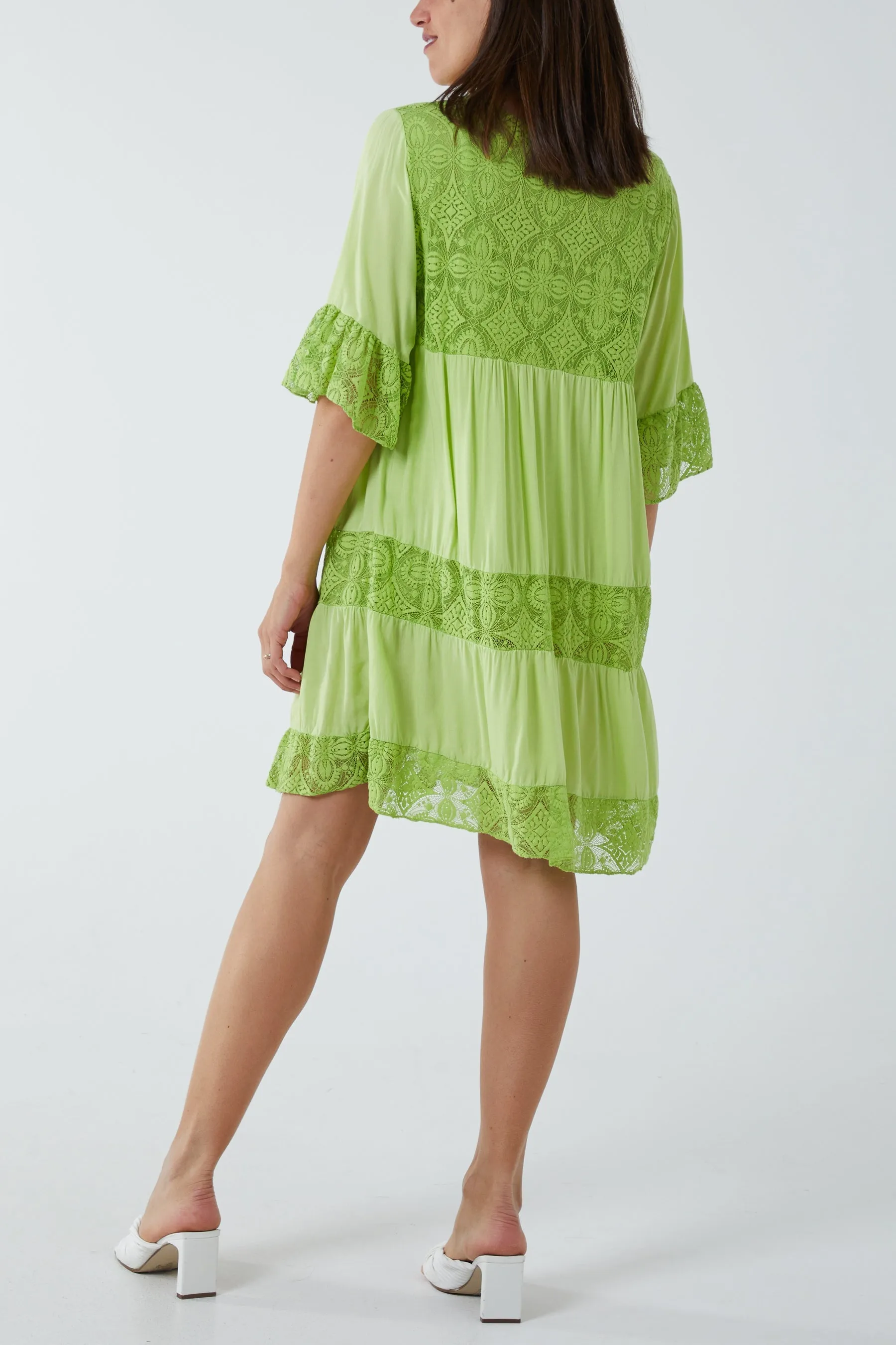 Lace Tiered Smock Dress