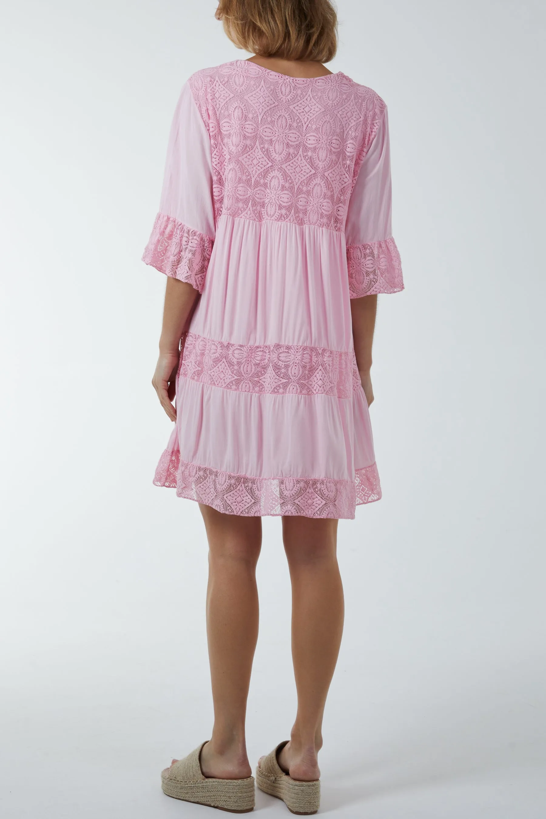 Lace Tiered Smock Dress
