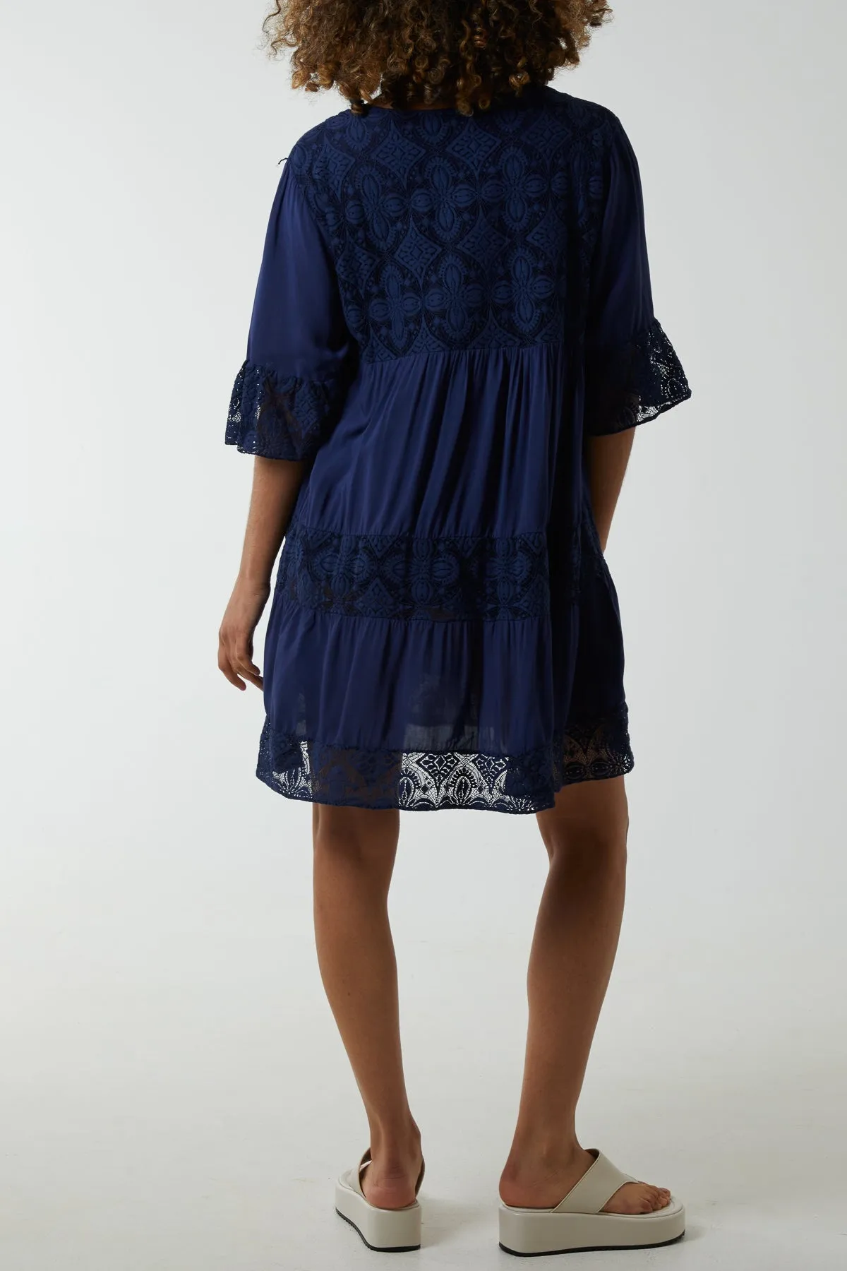 Lace Tiered Smock Dress