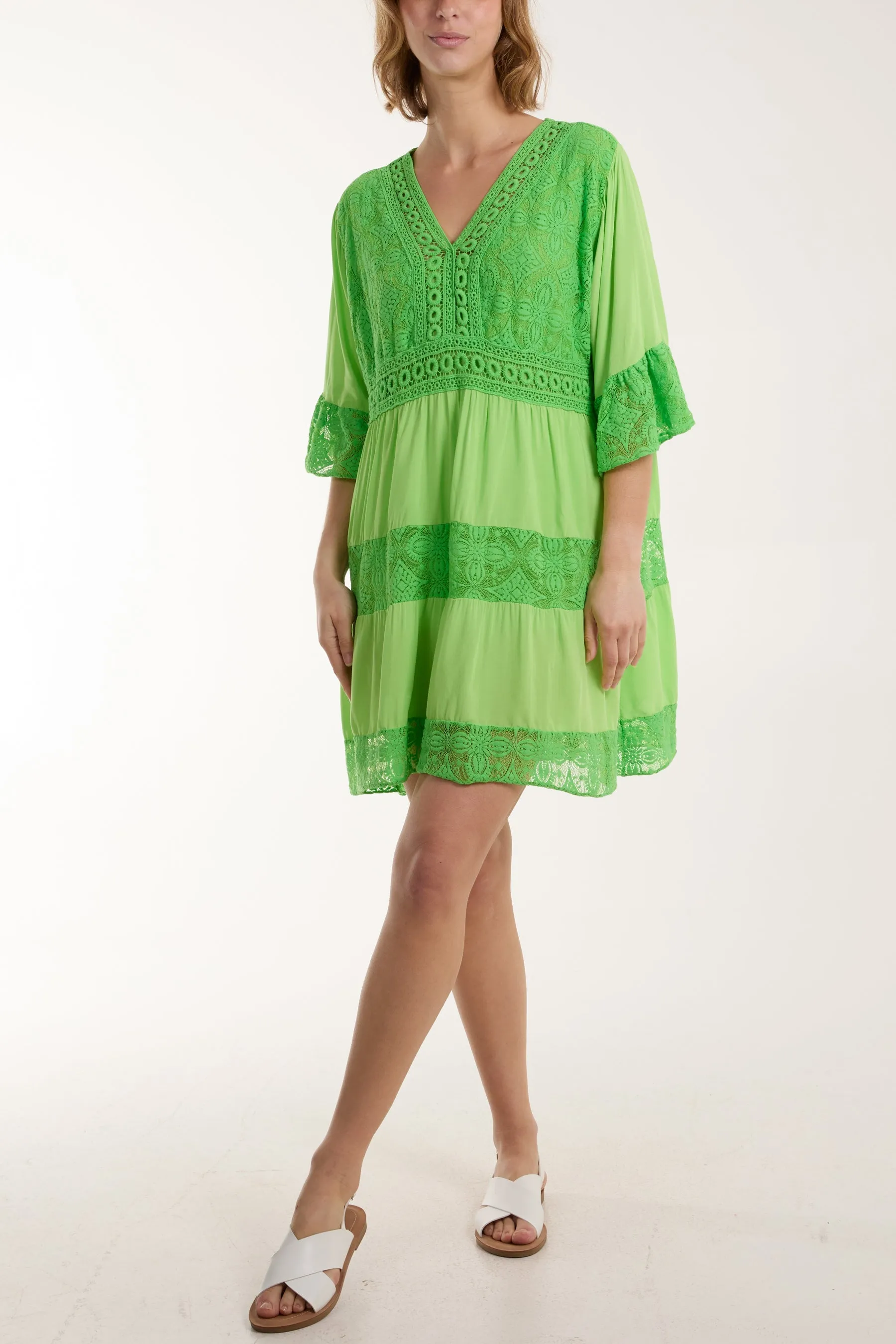 Lace Tiered Smock Dress