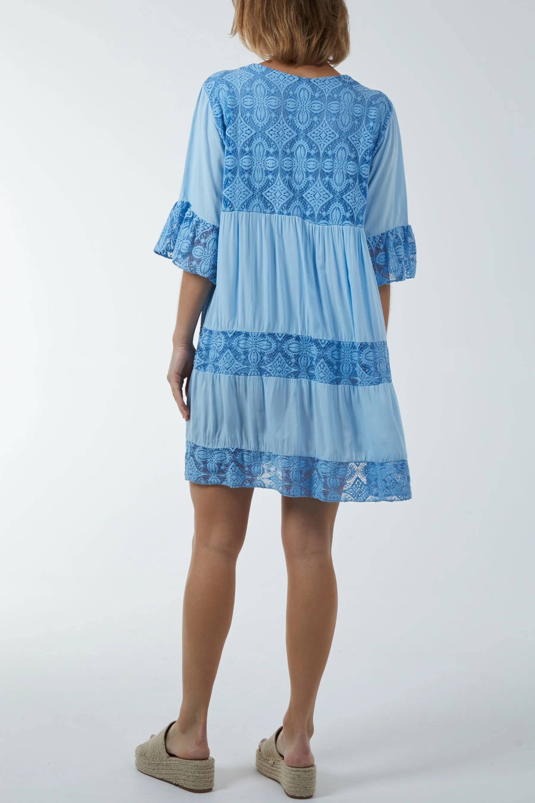 Lace Tiered Smock Dress