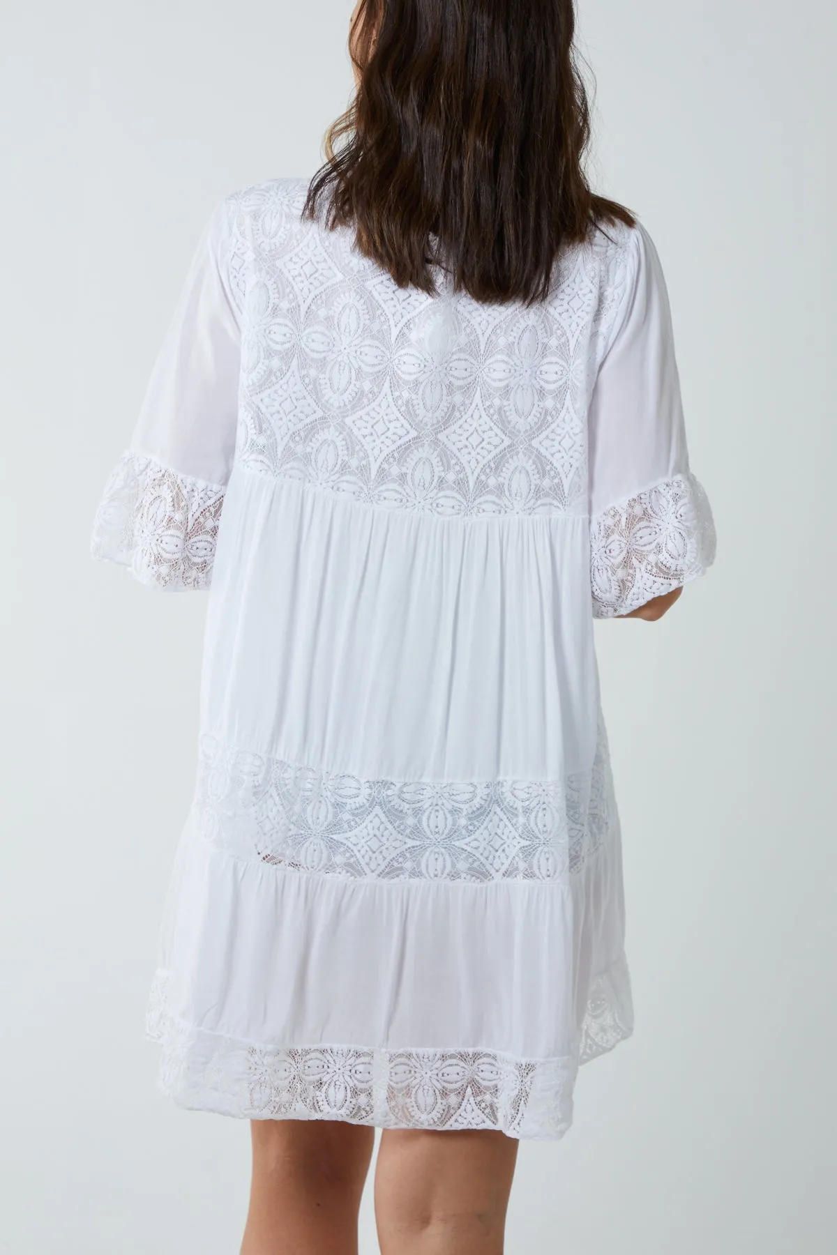 Lace Tiered Smock Dress