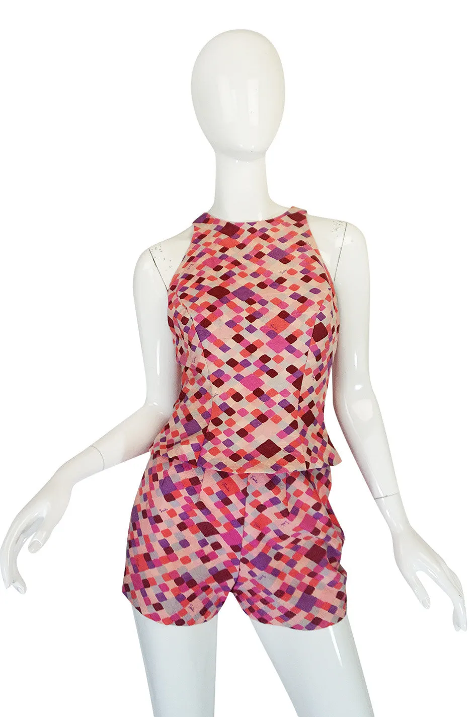 Late 1950s Emilo Pucci Pink Silk Shorts and Shell Set
