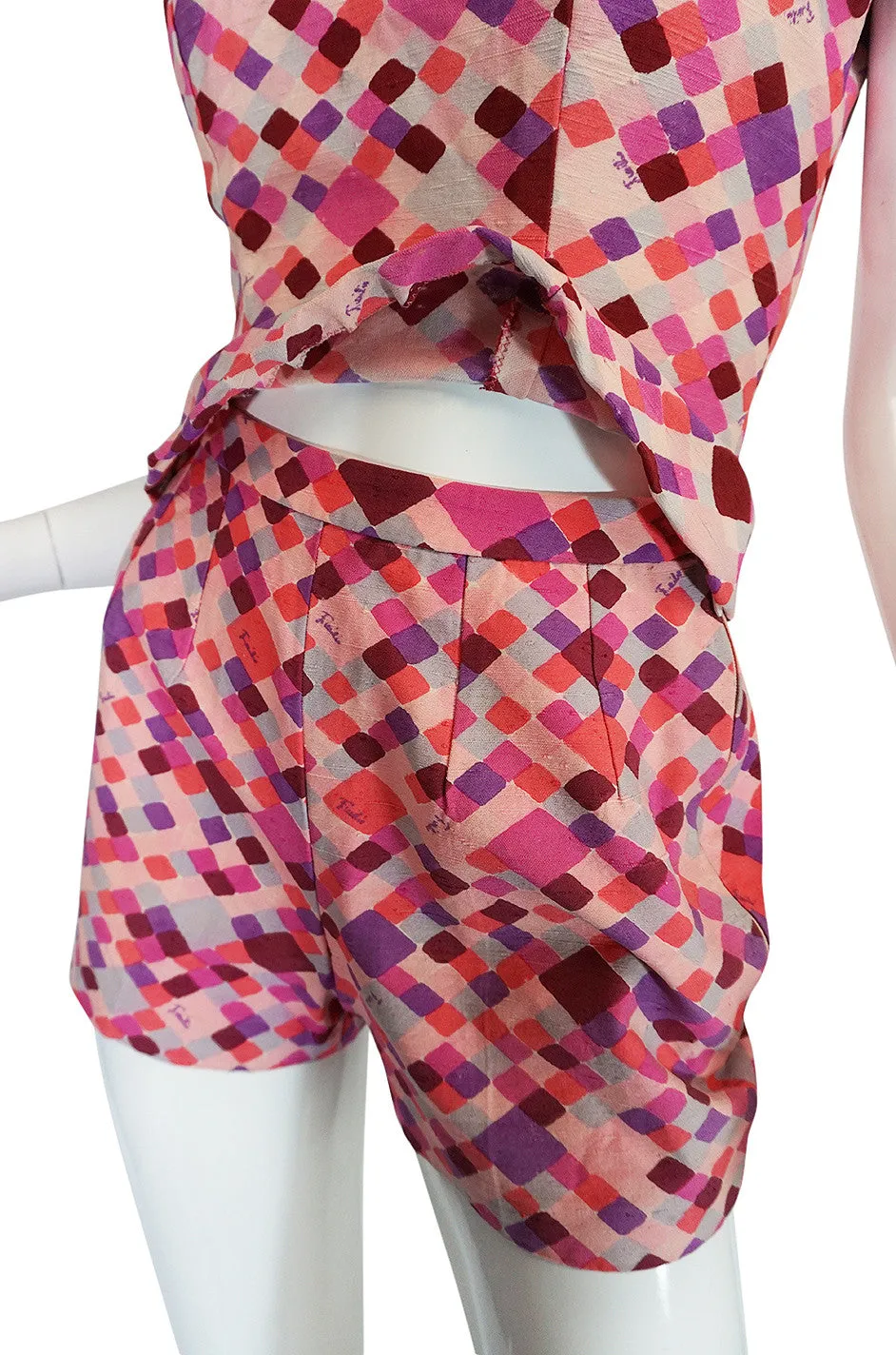 Late 1950s Emilo Pucci Pink Silk Shorts and Shell Set