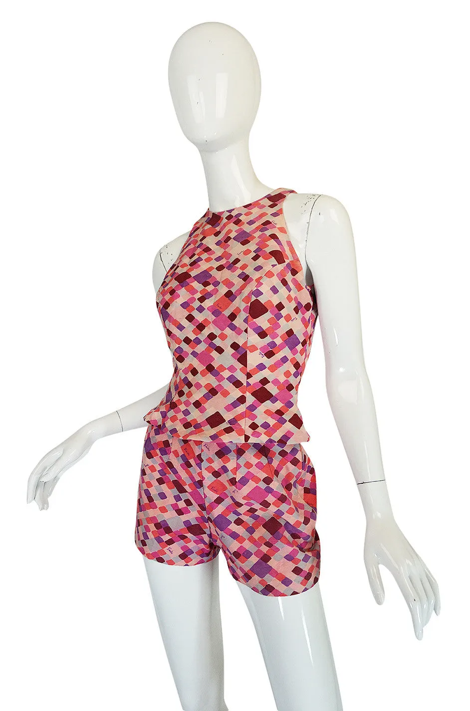 Late 1950s Emilo Pucci Pink Silk Shorts and Shell Set
