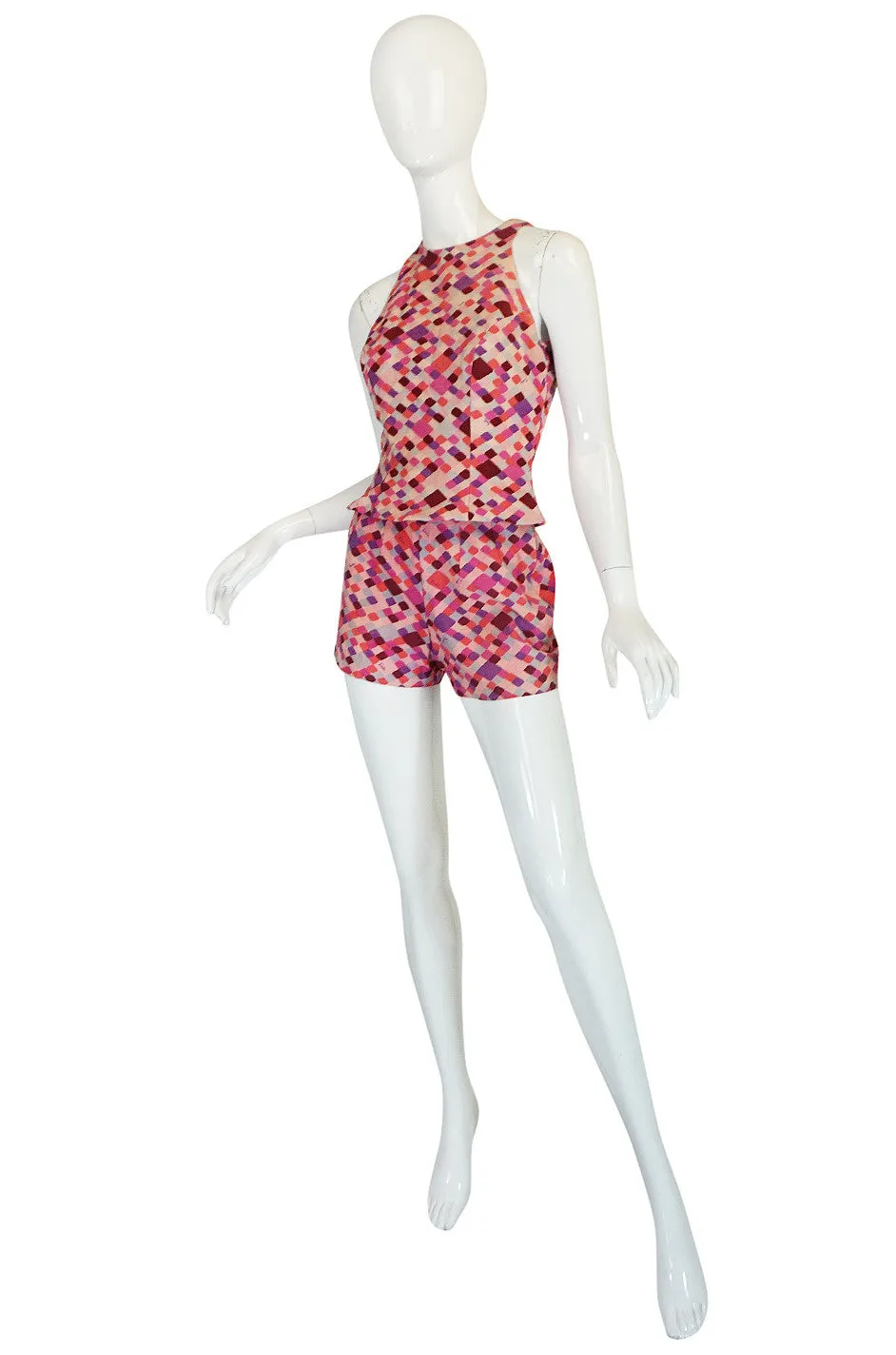 Late 1950s Emilo Pucci Pink Silk Shorts and Shell Set