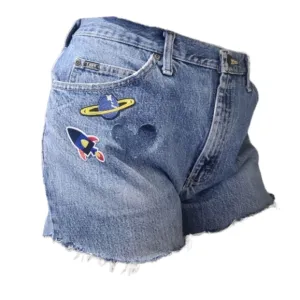 Lee Y2K Vintage Redone Embroidered High Waisted Denim Shorts Size 10