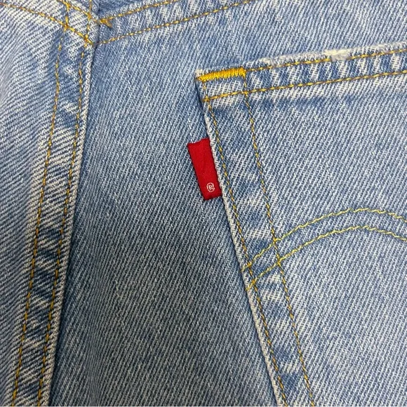 Levis 501 Light Wash Distressed Cut Off Raw Edge High Rise Button Fly Jean Short