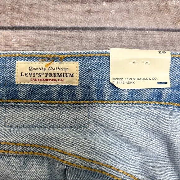Levis 501 Light Wash Distressed Cut Off Raw Edge High Rise Button Fly Jean Short