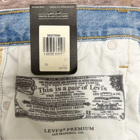 Levis 501 Light Wash Distressed Cut Off Raw Edge High Rise Button Fly Jean Short