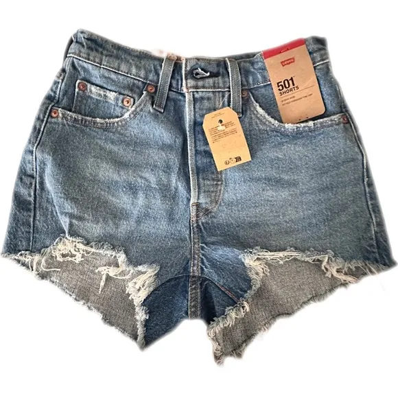 Levi's® 501 Original High Rise Distressed Hem Cut Off Shorts Size/25