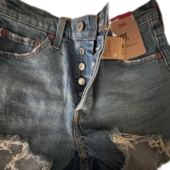 Levi's® 501 Original High Rise Distressed Hem Cut Off Shorts Size/25