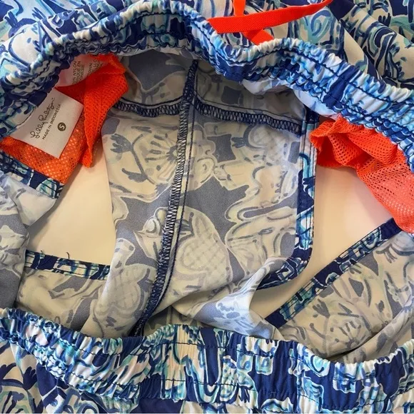 Lilly Pulitzer Run Around Luxletic Short Bomber Blue Get Trunky Elephants Small