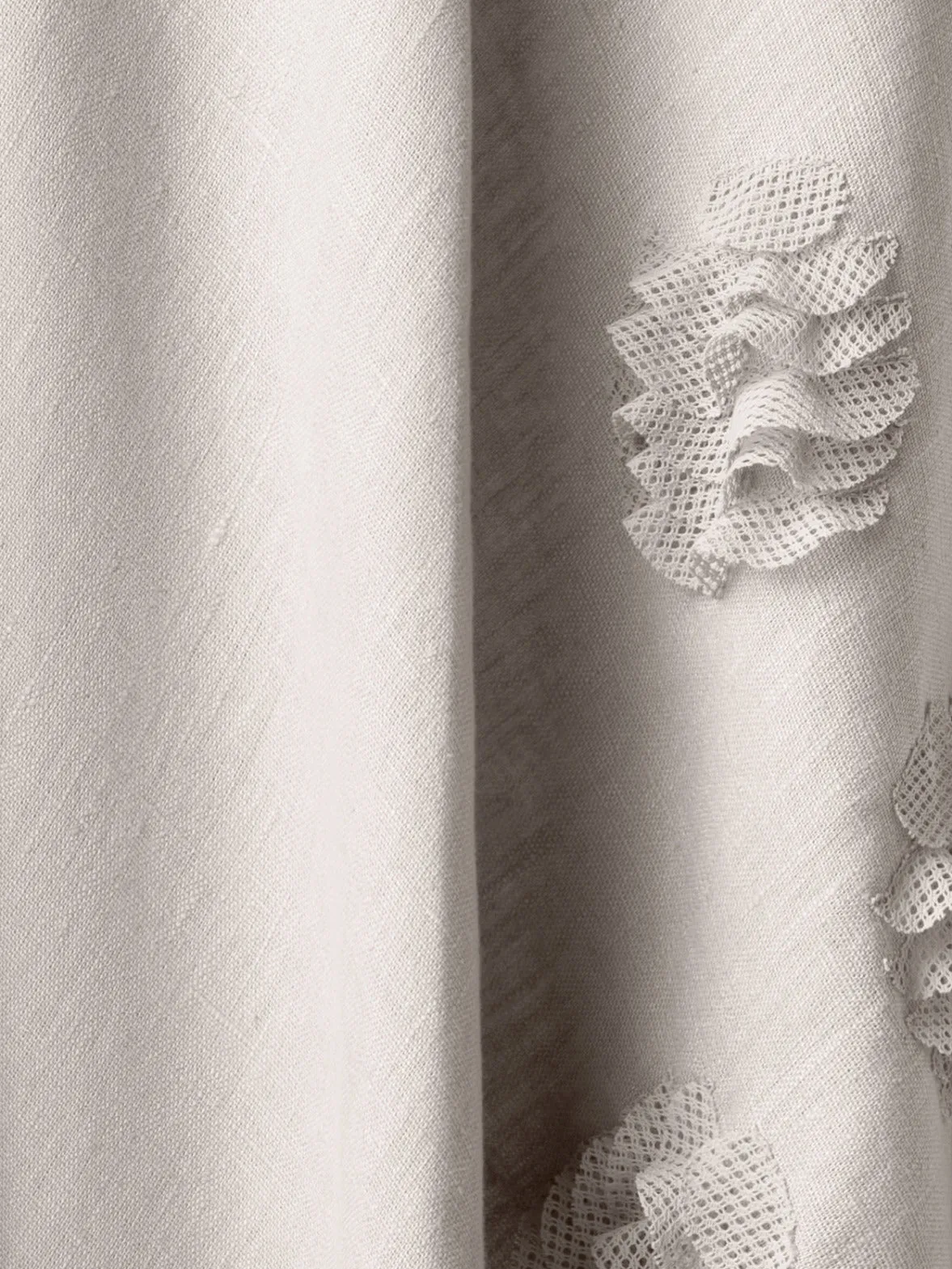 Linen Midi Skirt with 3D Carnation Detail