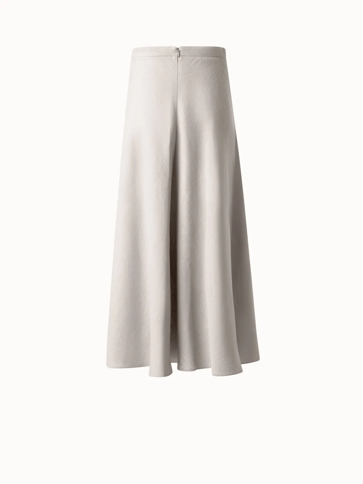 Linen Midi Skirt with 3D Carnation Detail