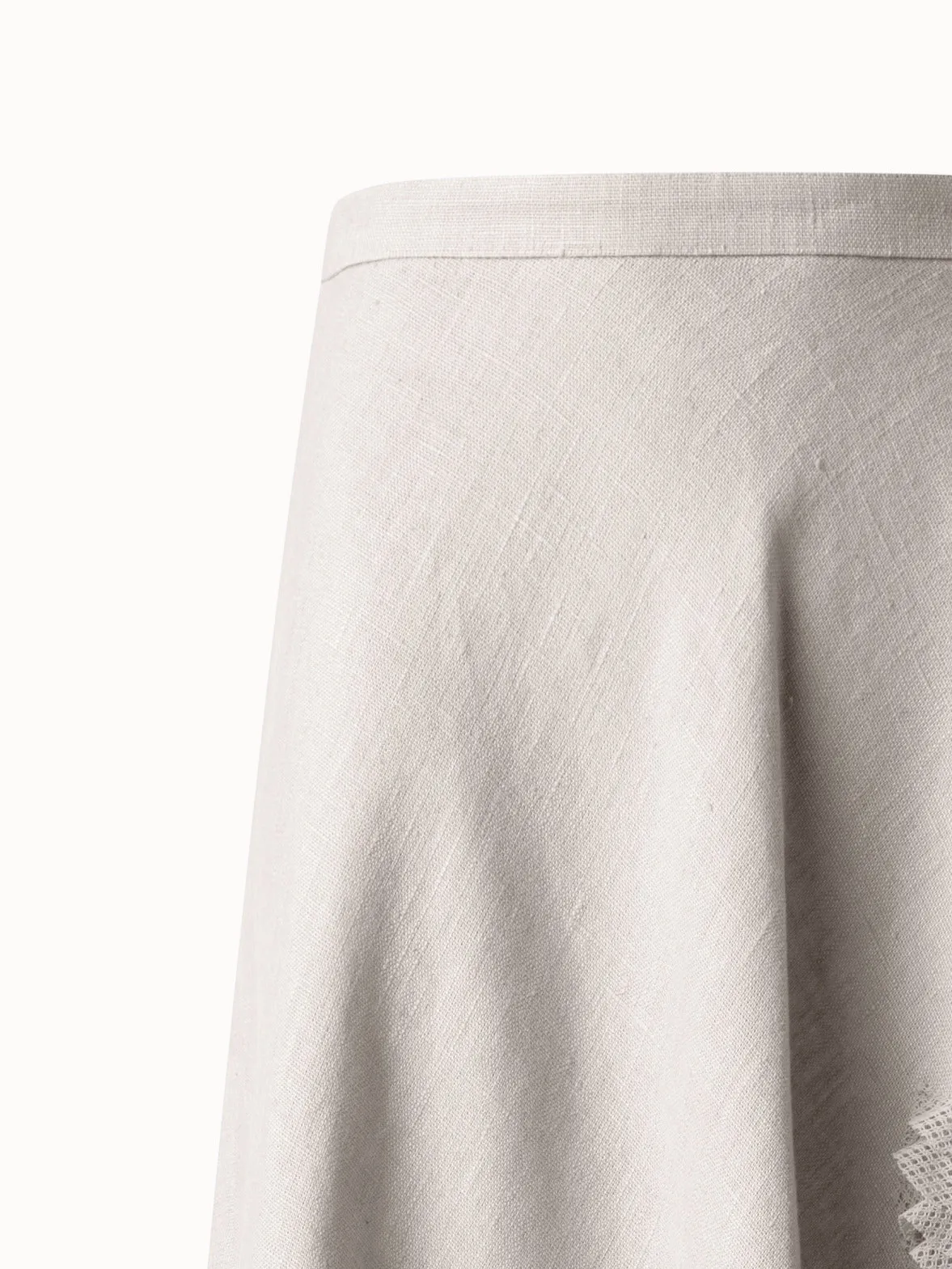 Linen Midi Skirt with 3D Carnation Detail