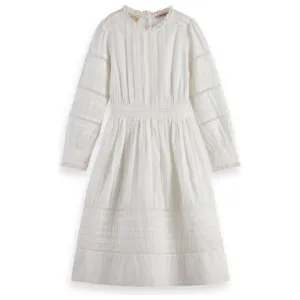 Long-Sleeved Organic Cotton Midi Dress - Off White