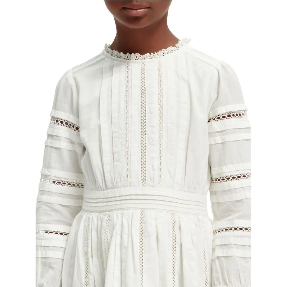 Long-Sleeved Organic Cotton Midi Dress - Off White