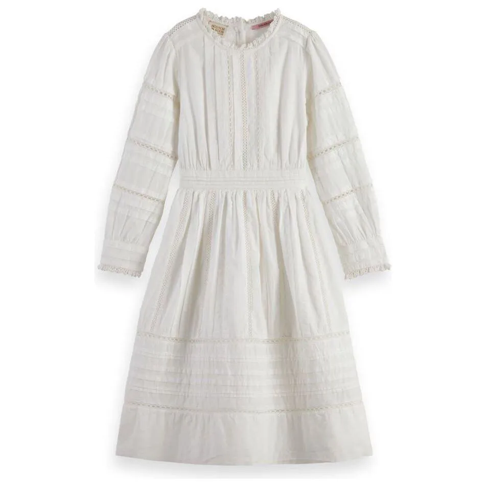 Long-Sleeved Organic Cotton Midi Dress - Off White