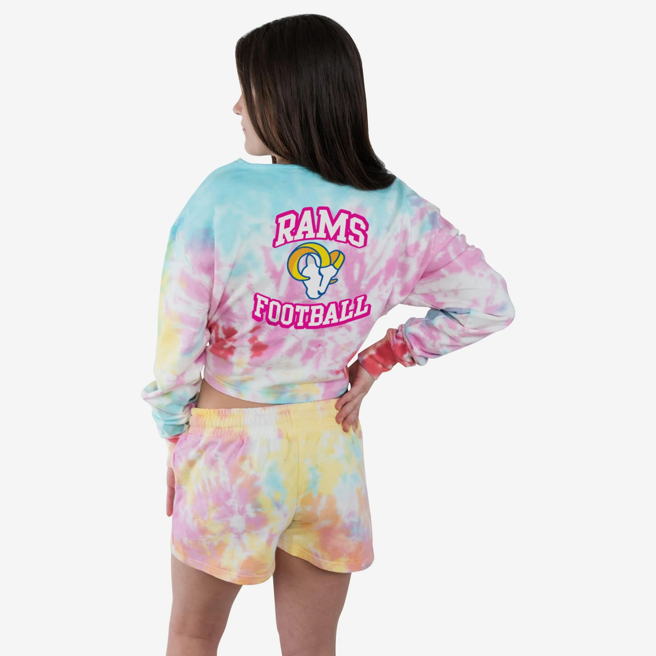 Los Angeles Rams Womens Pastel Tie-Dye Blast Cropped Sweater